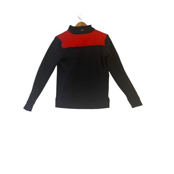 Vineyard Vines Sweater Womens Small Black Red Shep Shirt Zipper Preppy Nautical - Picture 2 of 6